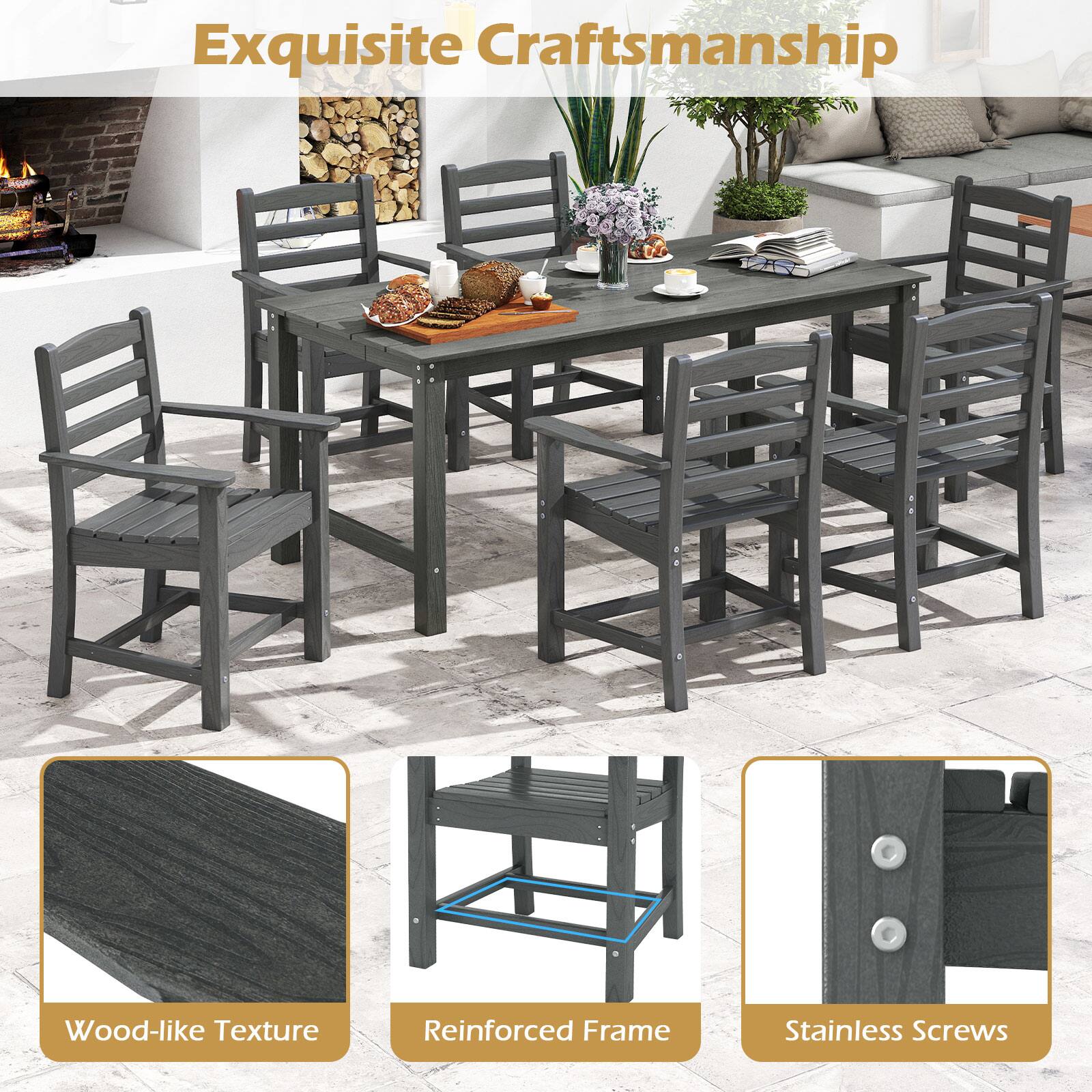 Exquisite Craftsmanship

- Wood-like Texture
- Reinforced Frame
- Stainless Screws