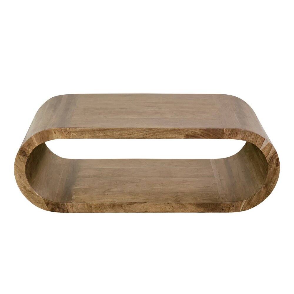 Left. Porter Designs - Ellipse Solid Acacia Wood Coffee Table - Brown.