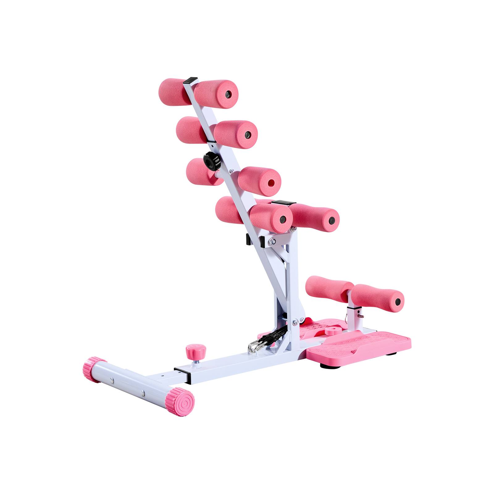Alt View 5. VEVOR - Deep Squat Machine, Adjustable Glutes Trainer Machine with 3 High-Strength Resistance Bands, Folding Core Leg - White + pink.