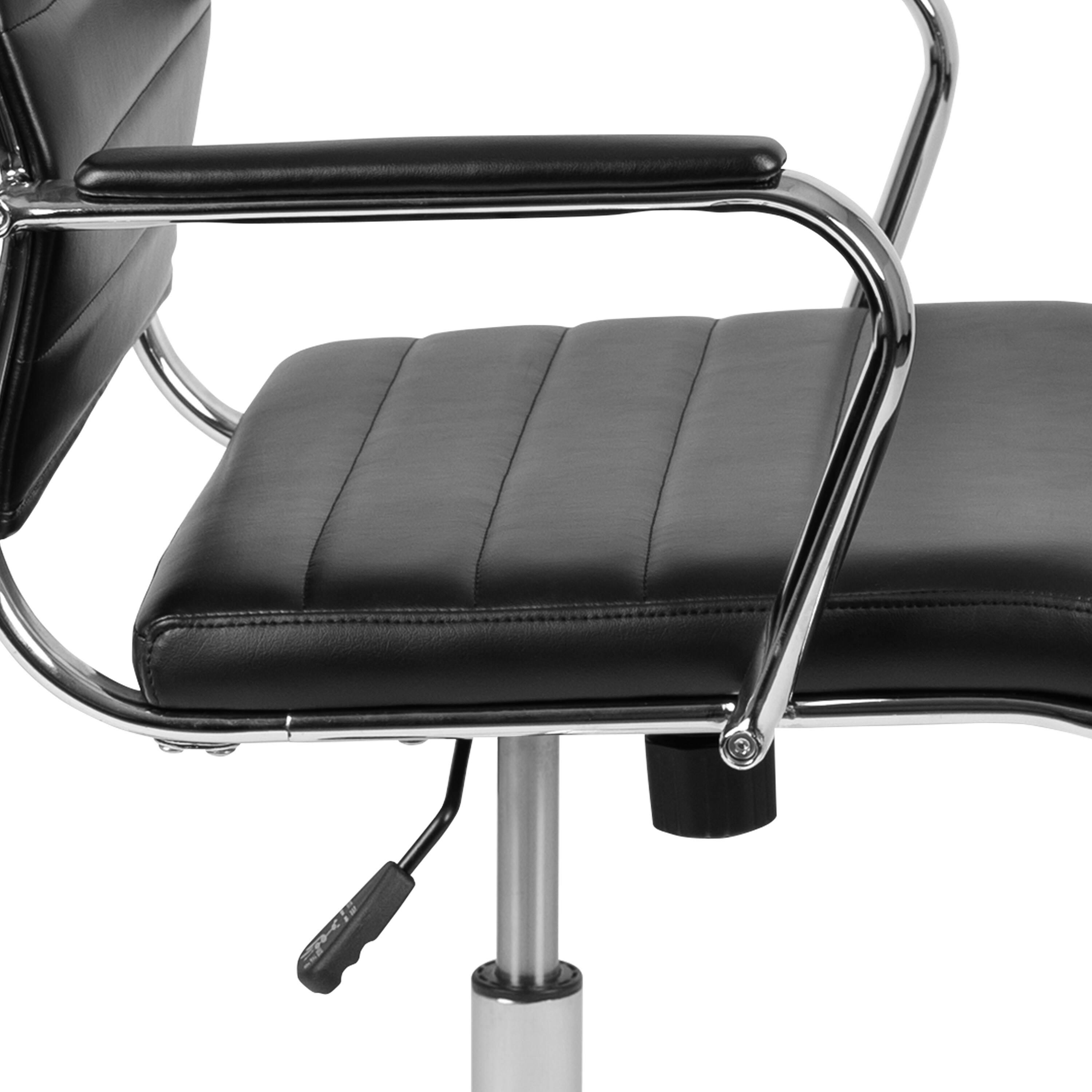 Alt View 10. Emma + Oliver - High Back LeatherSoft Ribbed Executive Swivel Office Chair - Desk Chair - Black.