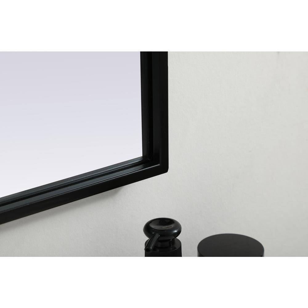 Back. Elegant Decor - Metal Frame Arch Mirror 36x24 Inch in Black - Black.