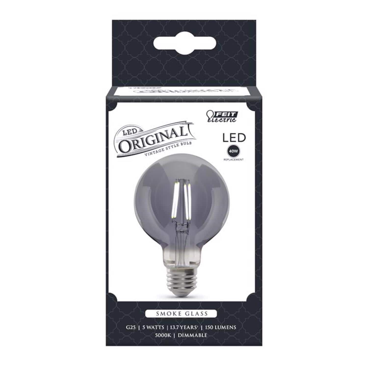 FEIT ELECTRIC - Feit G25 E26 (Medium) Filament LED Bulb Smoke Daylight 40 Watt Equivalence 1 pk