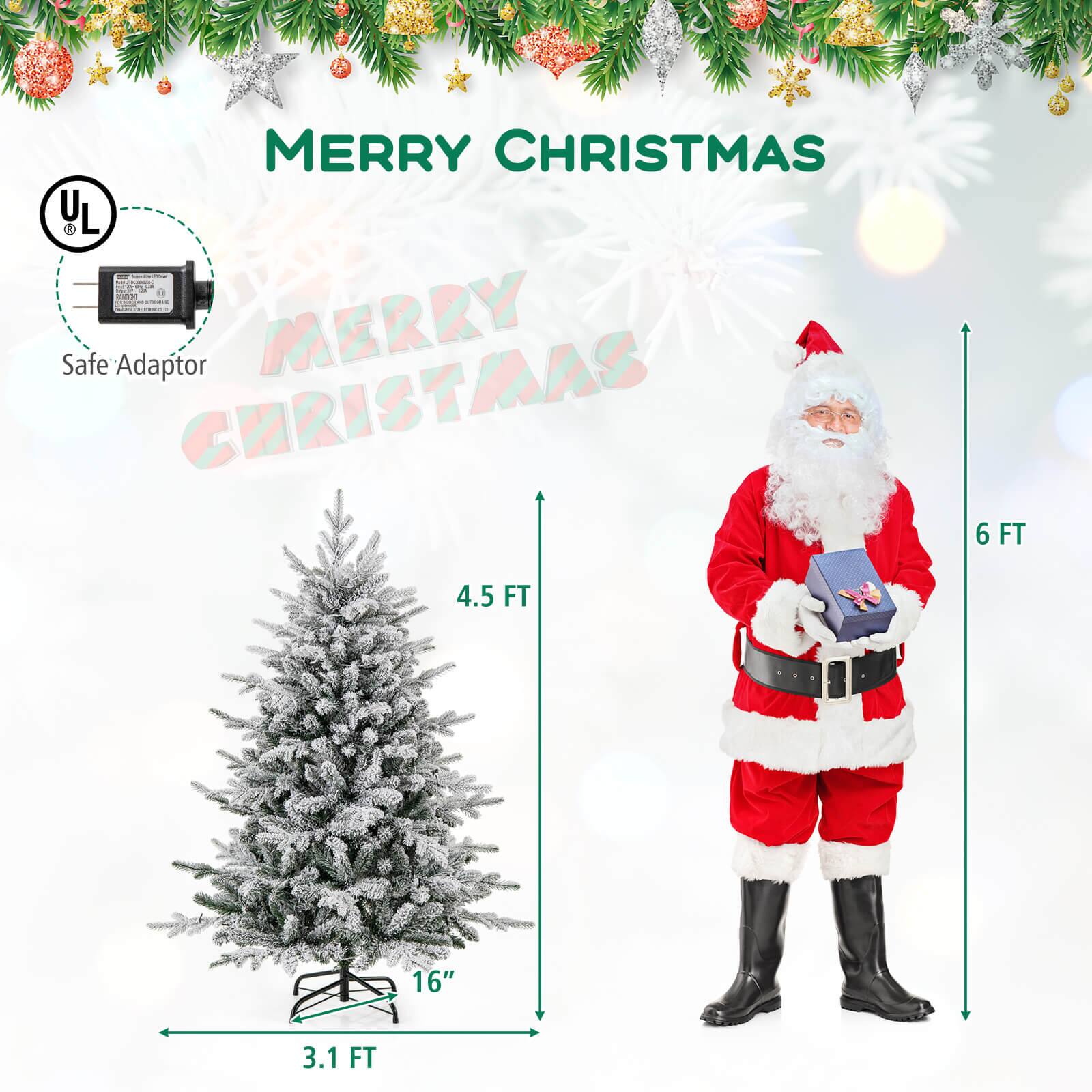 Merry Christmas! This holiday season, consider using a safe adaptor to ensure a festive and secure environment. The image features a 6-foot Christmas tree and a Santa Claus figure, both standing next to a safe adaptor. The Santa Claus figure is also holding a gift, adding to the holiday cheer.