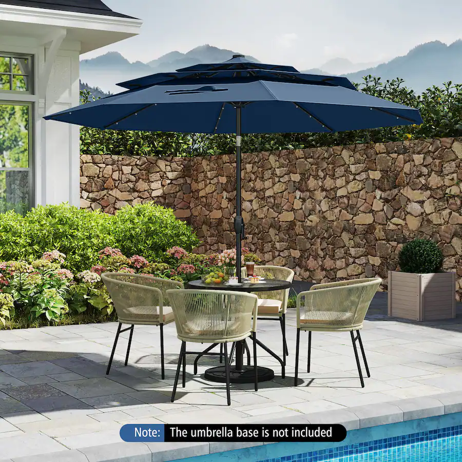 Solar Notes Gymax 10 FT Solar Patio Umbrella w/ 32 LED Lights 3 Tier Vented Top ...