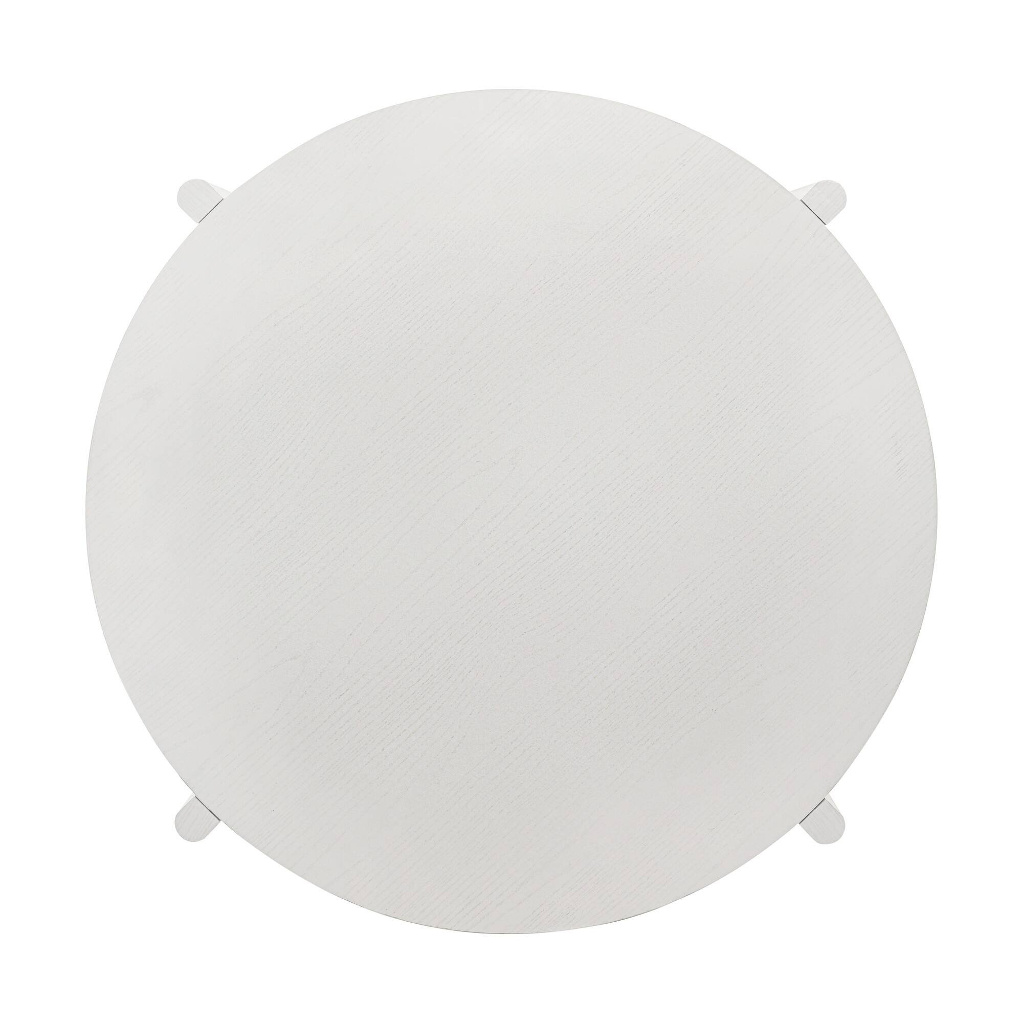 Alt View 3. Boyel Living - 2-Tier Round Coffee Table with Open Storage Shelf - White.