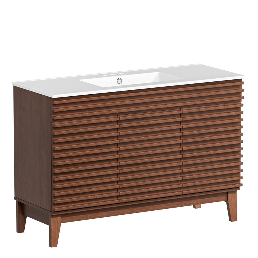 Two Level Vanity Roomtec 48 in W Freestanding Bathroom Vanity with Undermount Ceramic ...