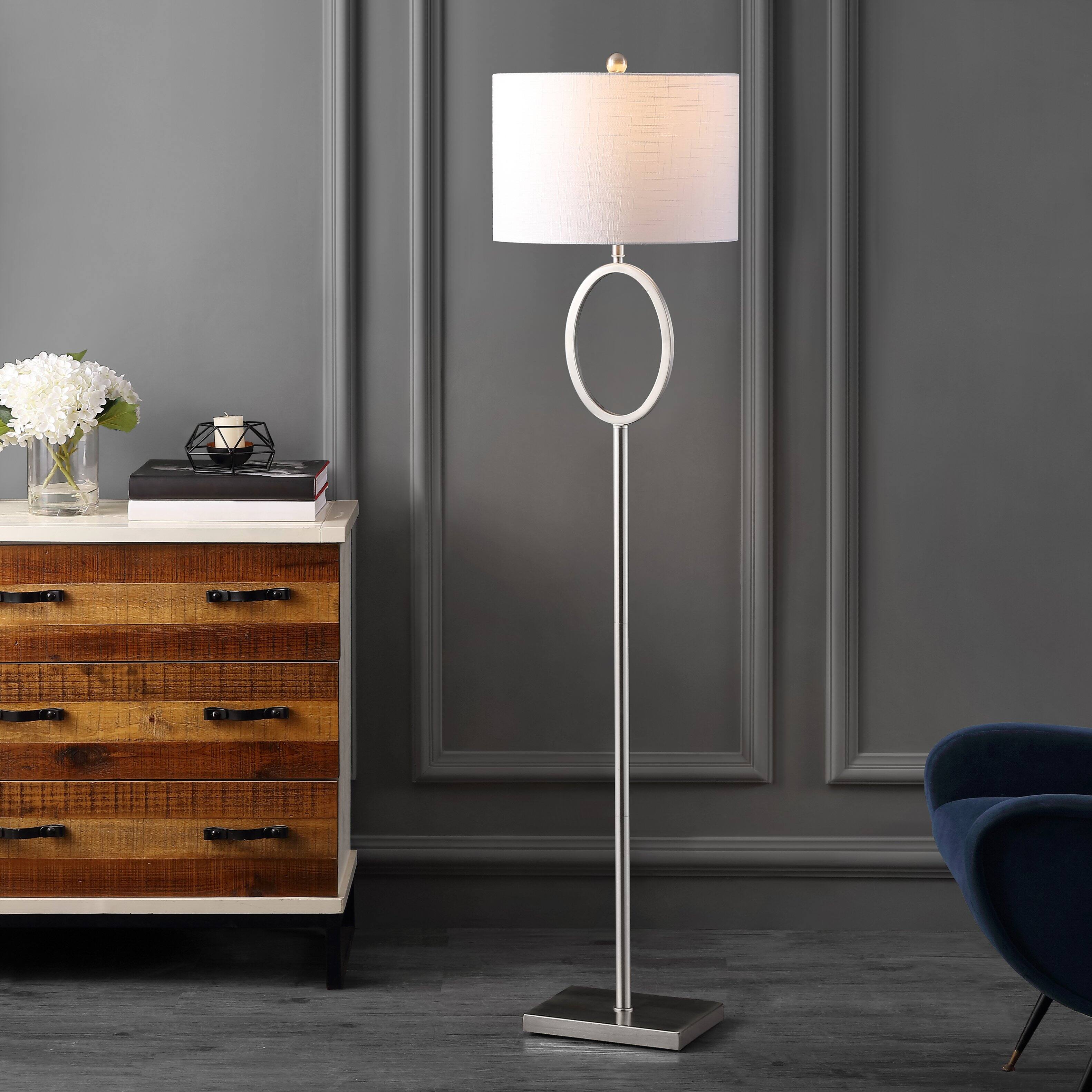 Alt View 1. Jonathan Y - April 61" Metal Modern Contemporary LED Floor Lamp, Nickel - Nickel.