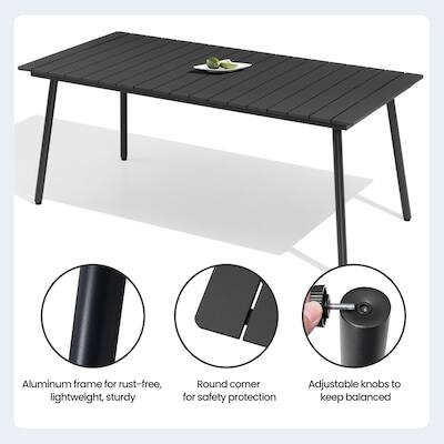 Aluminum frame for rust-free, lightweight, sturdy  
Round corner for safety protection  
Adjustable knobs to keep balanced