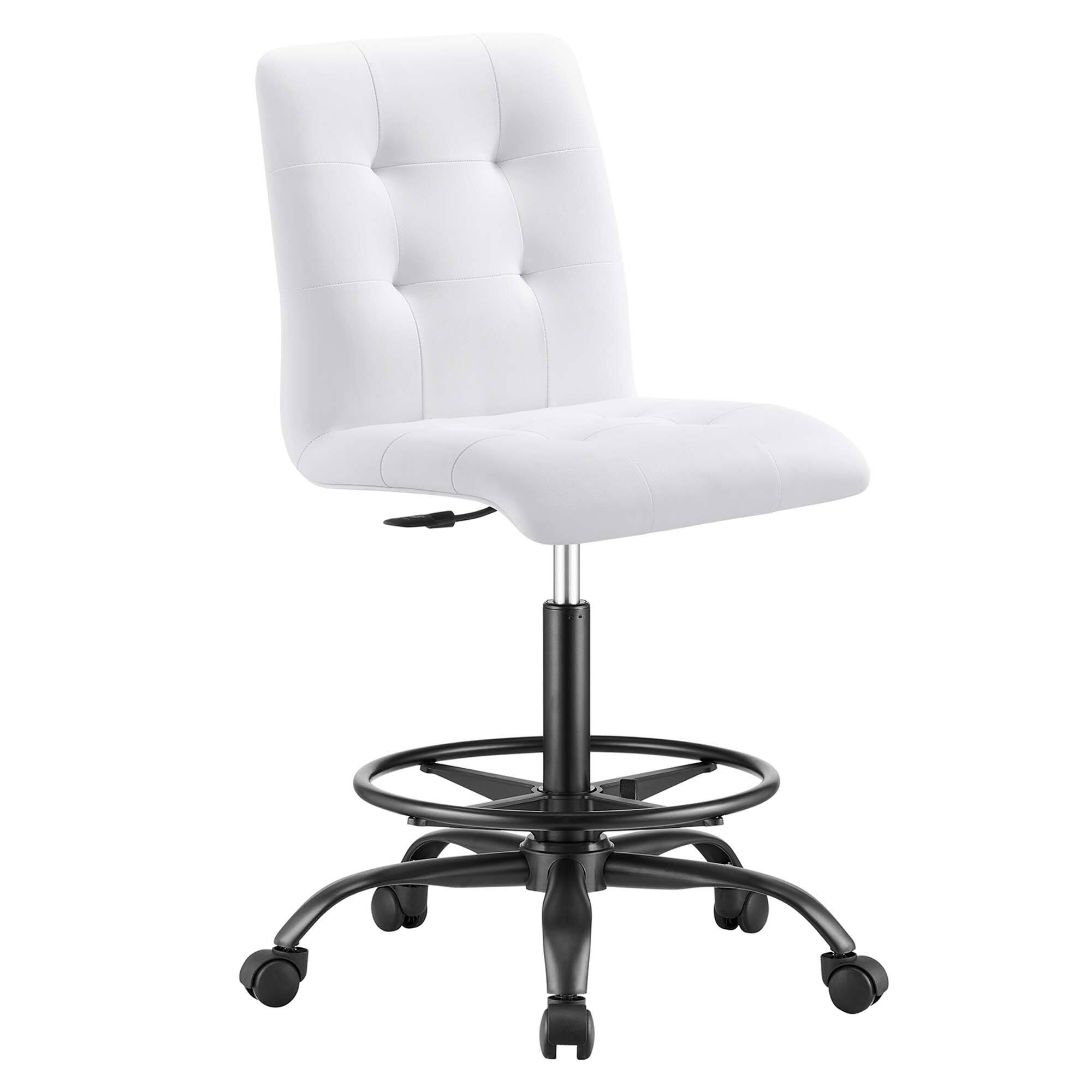 Angle. Modway - Prim Armless Vegan Leather Drafting Chair by Modway - Black White.