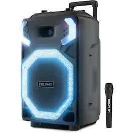 Dolphin Audio - Dolphin X-BASS 15" Bluetooth Speaker System with LED Lights and Microphone Portable DJ Party Speaker - Black