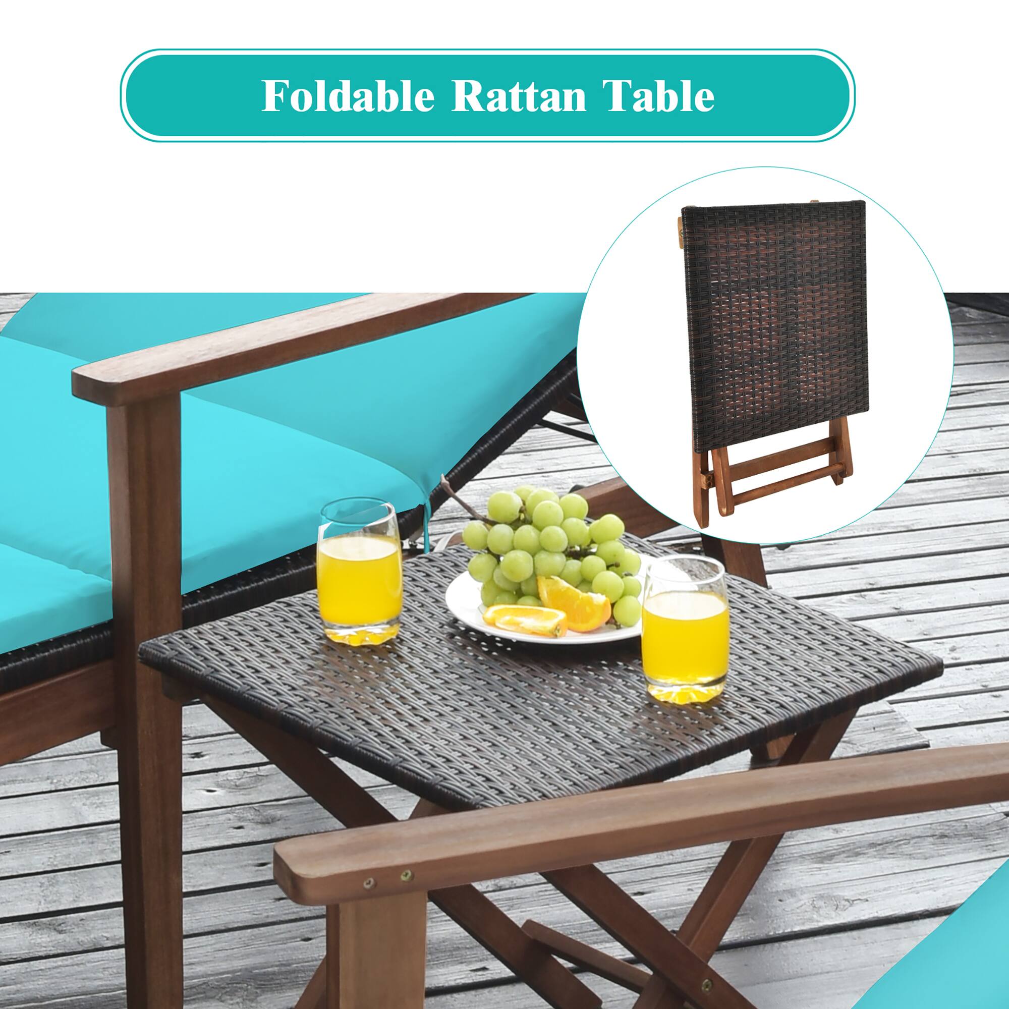 Foldable Rattan Table