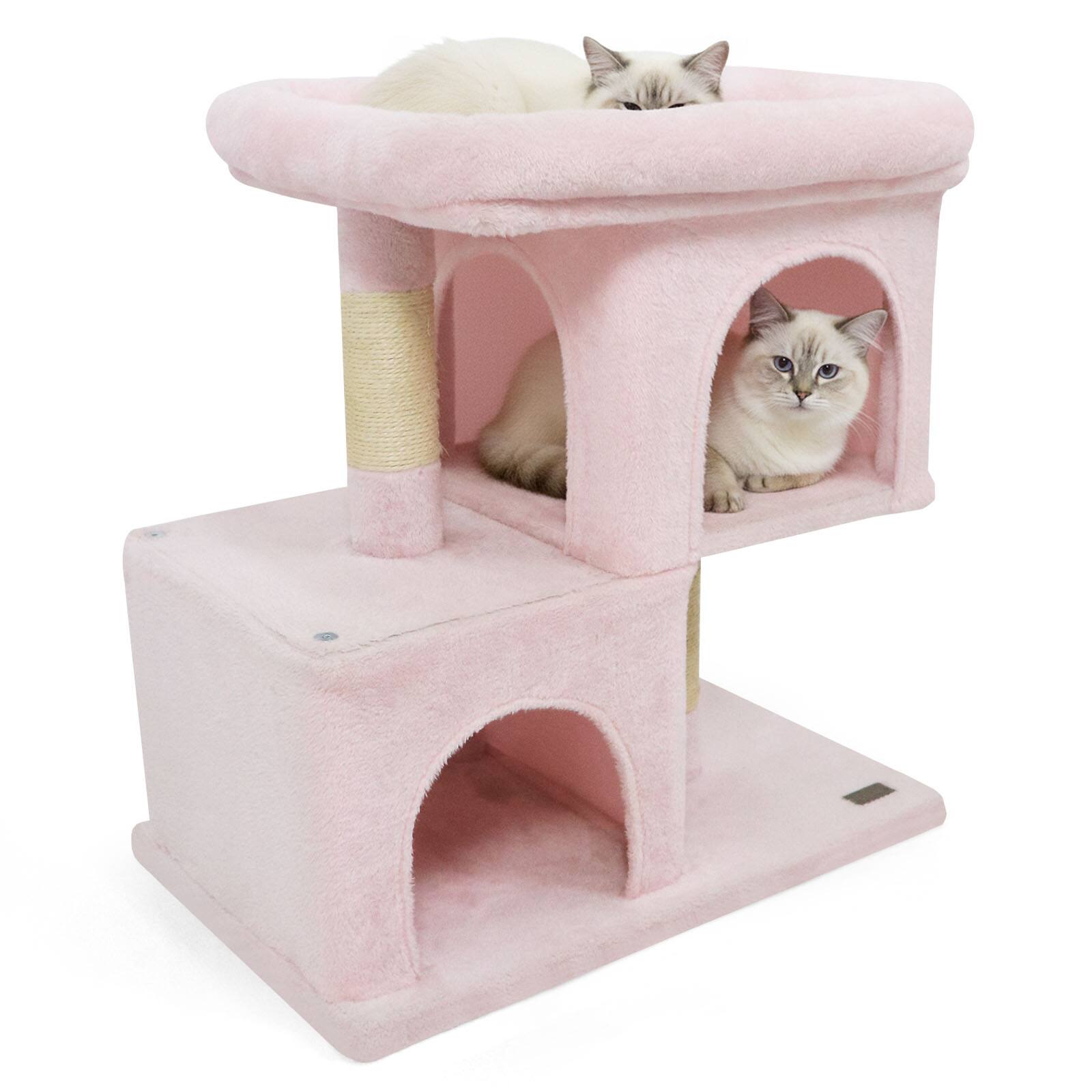 Alt View 9. Gymax - Gymax 25.5'' Cat Tree w/ 2 Large Condo Padded Top Perch Sisal Scratching Posts.