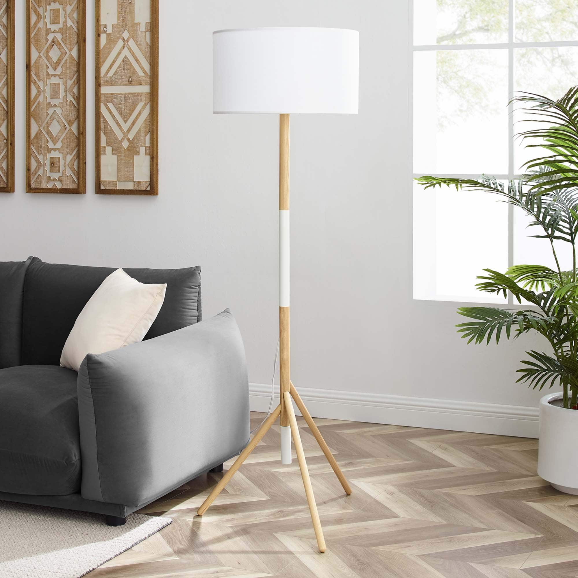 Natalie Tripod Floor Lamp by Modway - White Natural