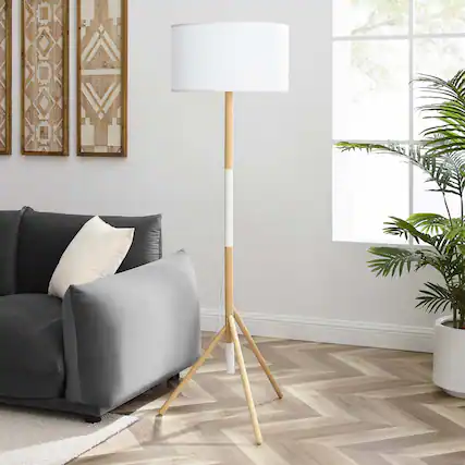 Front. Modway - Natalie Tripod Floor Lamp by Modway - White Natural.