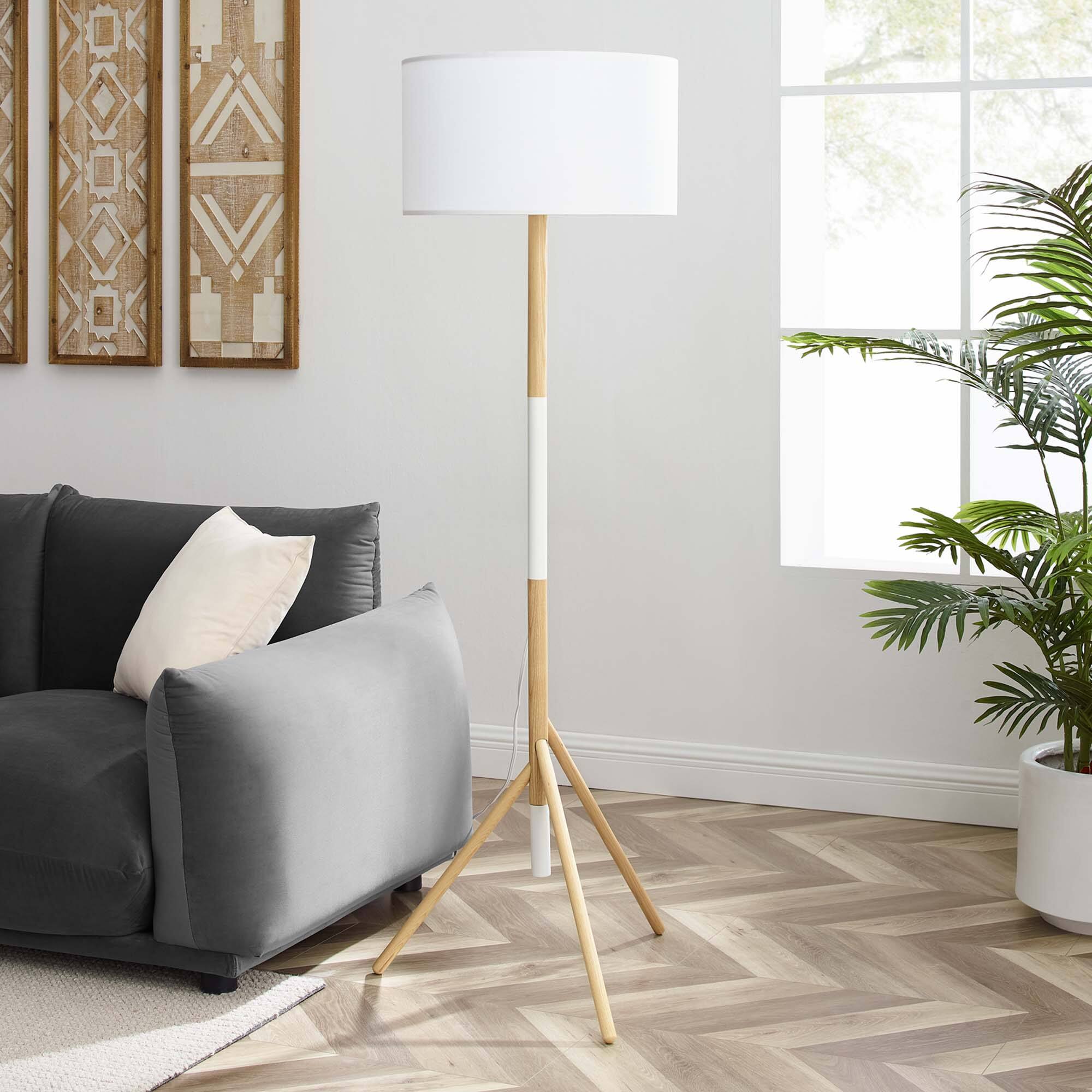 Front. Modway - Natalie Tripod Floor Lamp by Modway - White Natural.
