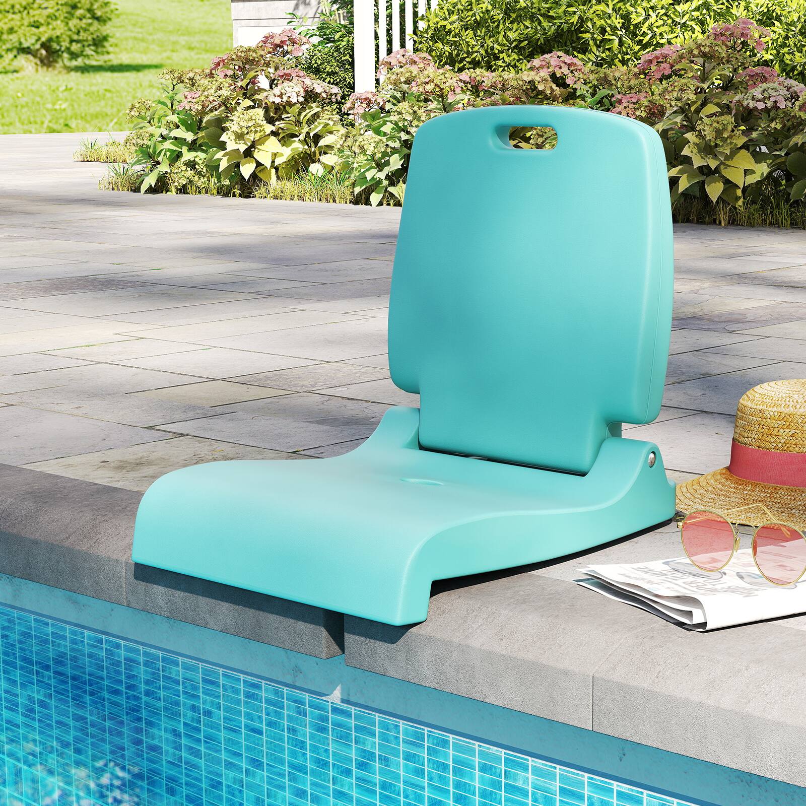 Alt View 3. Gymax - Gymax 2PCS Poolside Chairs for Edge of Pool Foldable Outdoor Pool Chair Green - Green.