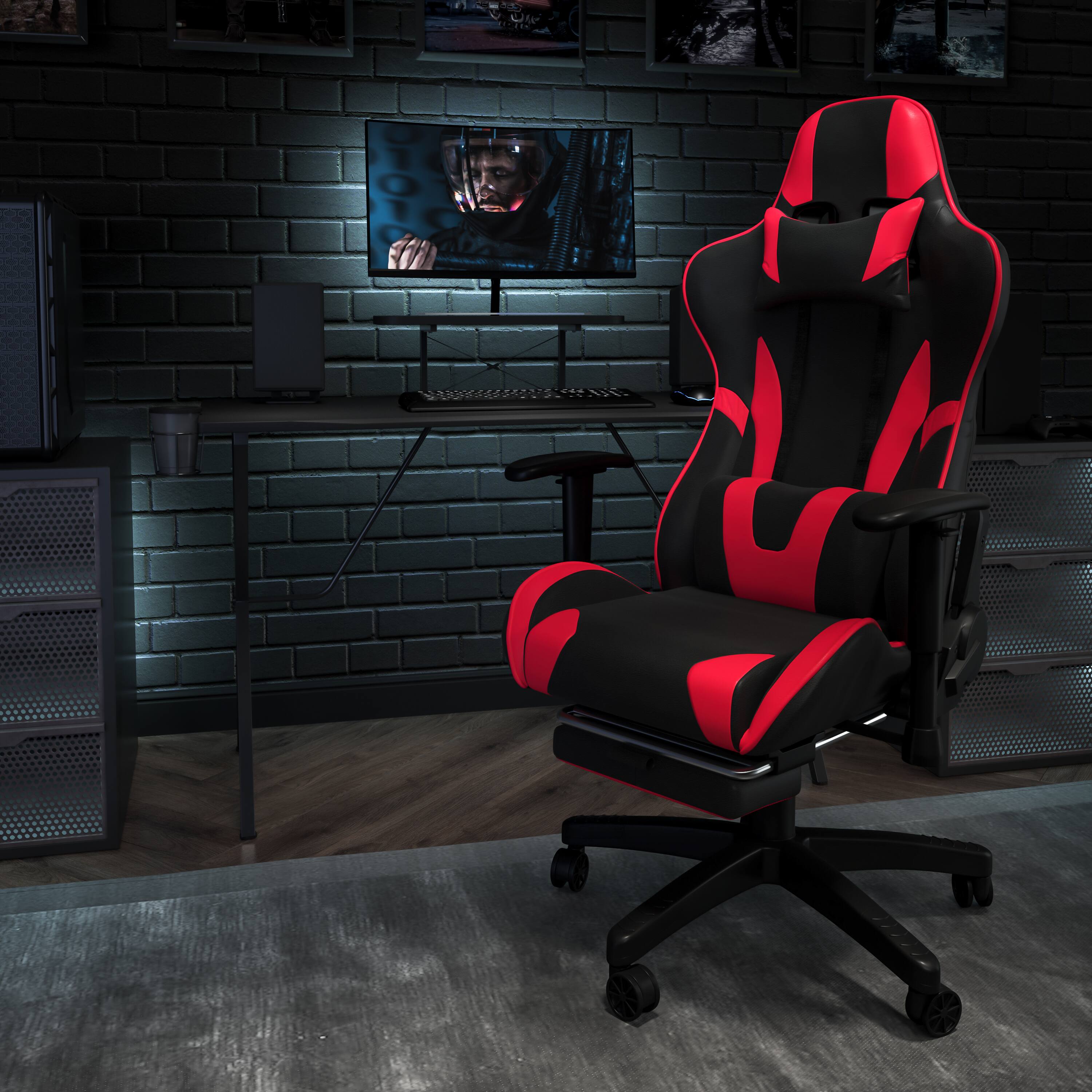 Alt View 1. Emma + Oliver - Z300 Gaming Racing Office Ergonomic PC Chair with Reclining Back and Footrest - Red.