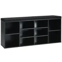 Costway - Entryway Padded Shoe Storage Bench 10-Cube Organizer Bench Adjustable - Black - Front_Zoom