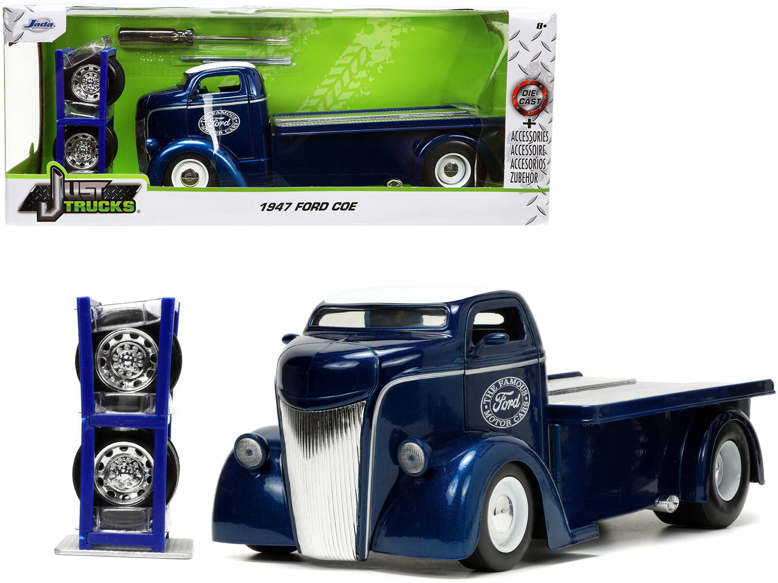 Jada B+ Juirs US TRUCKS card Ford OS  CCAB 1947 FORD COE DIE CAST + ACCESSORIES ACCESSOIRE ACCESORIOS ZUBEHOR THE FAMOUS Ford CARB MOTOR