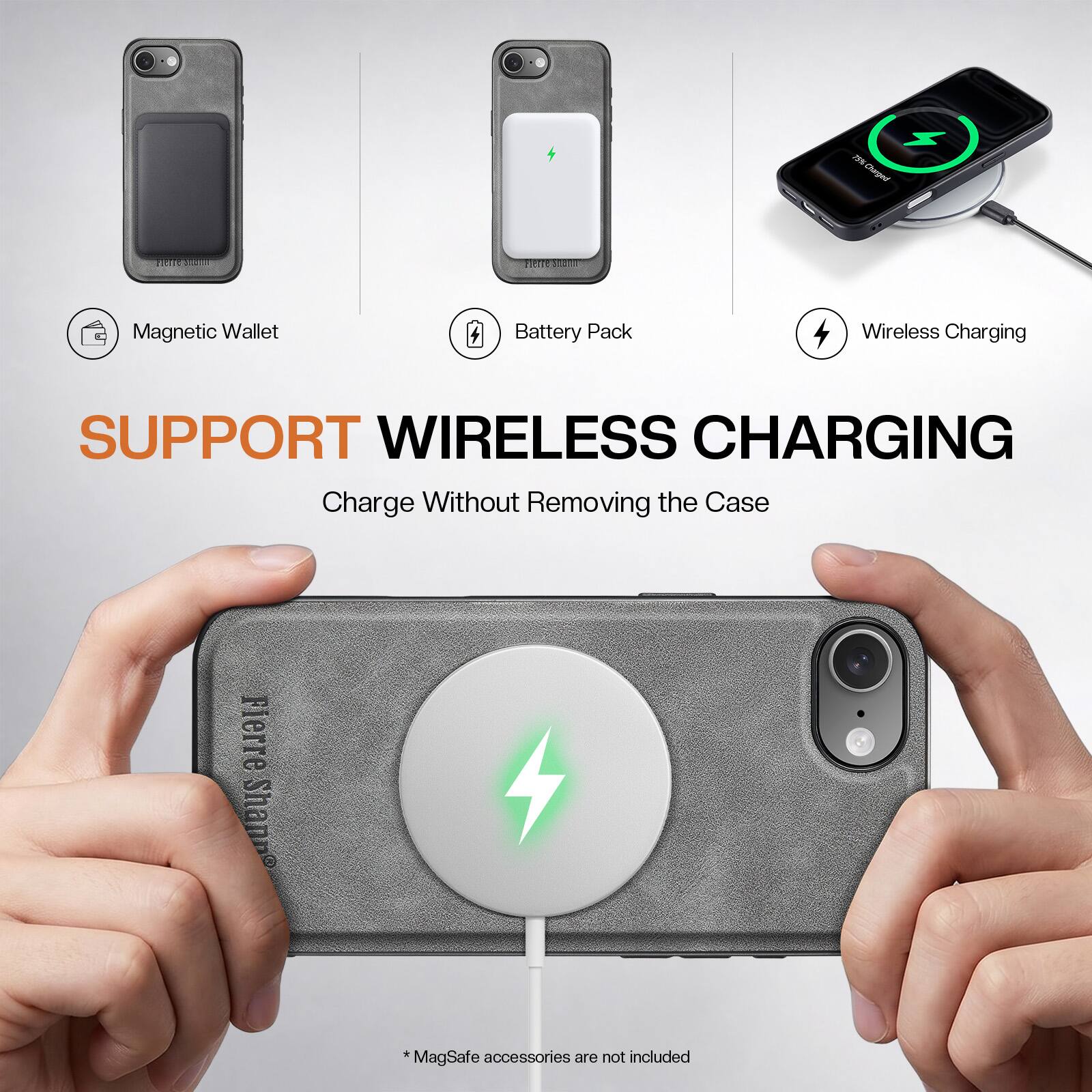 NSL Charged

Eletre Magnetic Wallet Battery Pack Wireless Charging

SUPPORT WIRELESS CHARGING
Charge Without Removing the Case

*MagSafe accessories are not included