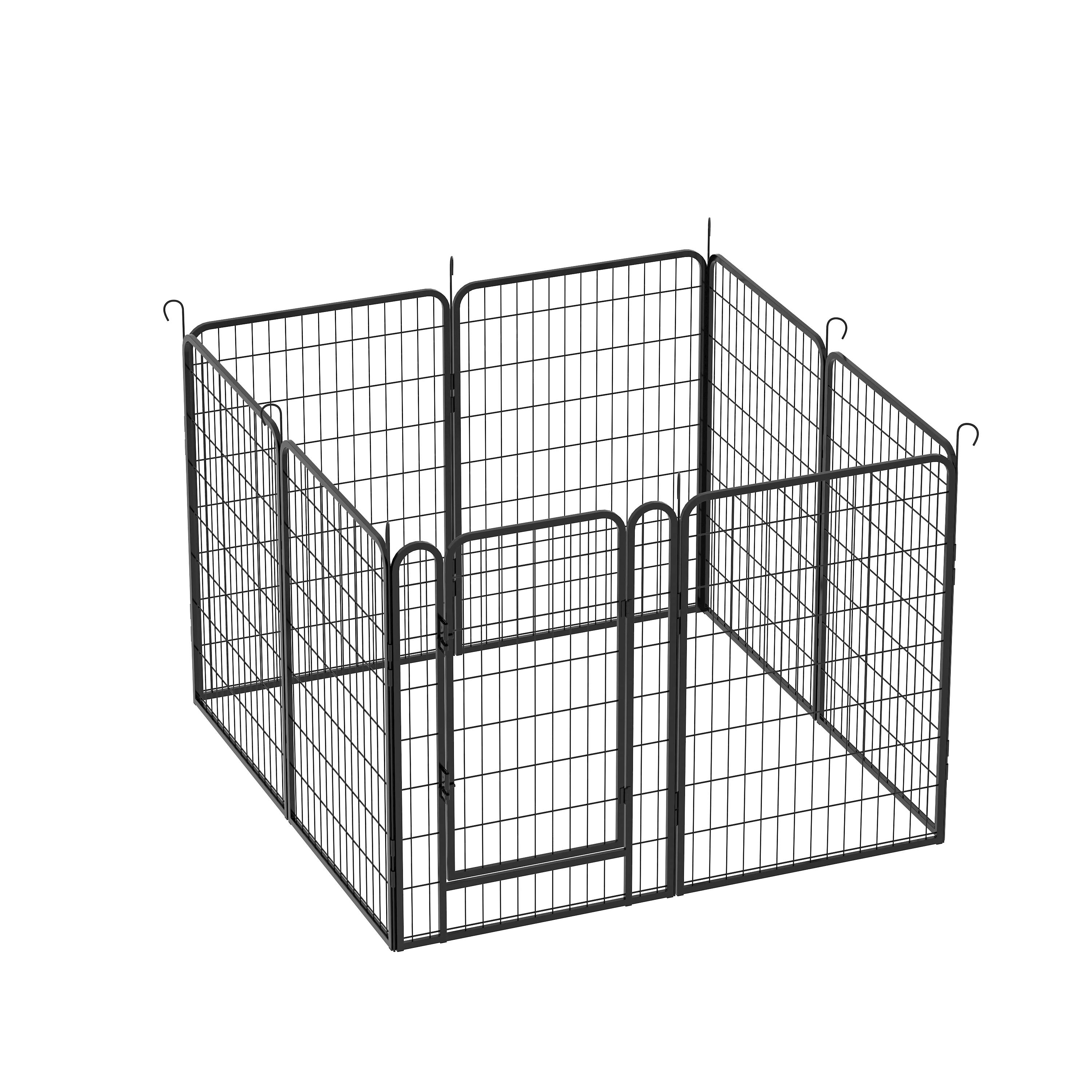 Left. Dexmalle - Dexmalle-39.37"H Dog Fence Pet Exercise Pen for Outdoor-8 Panels with Door,Black.