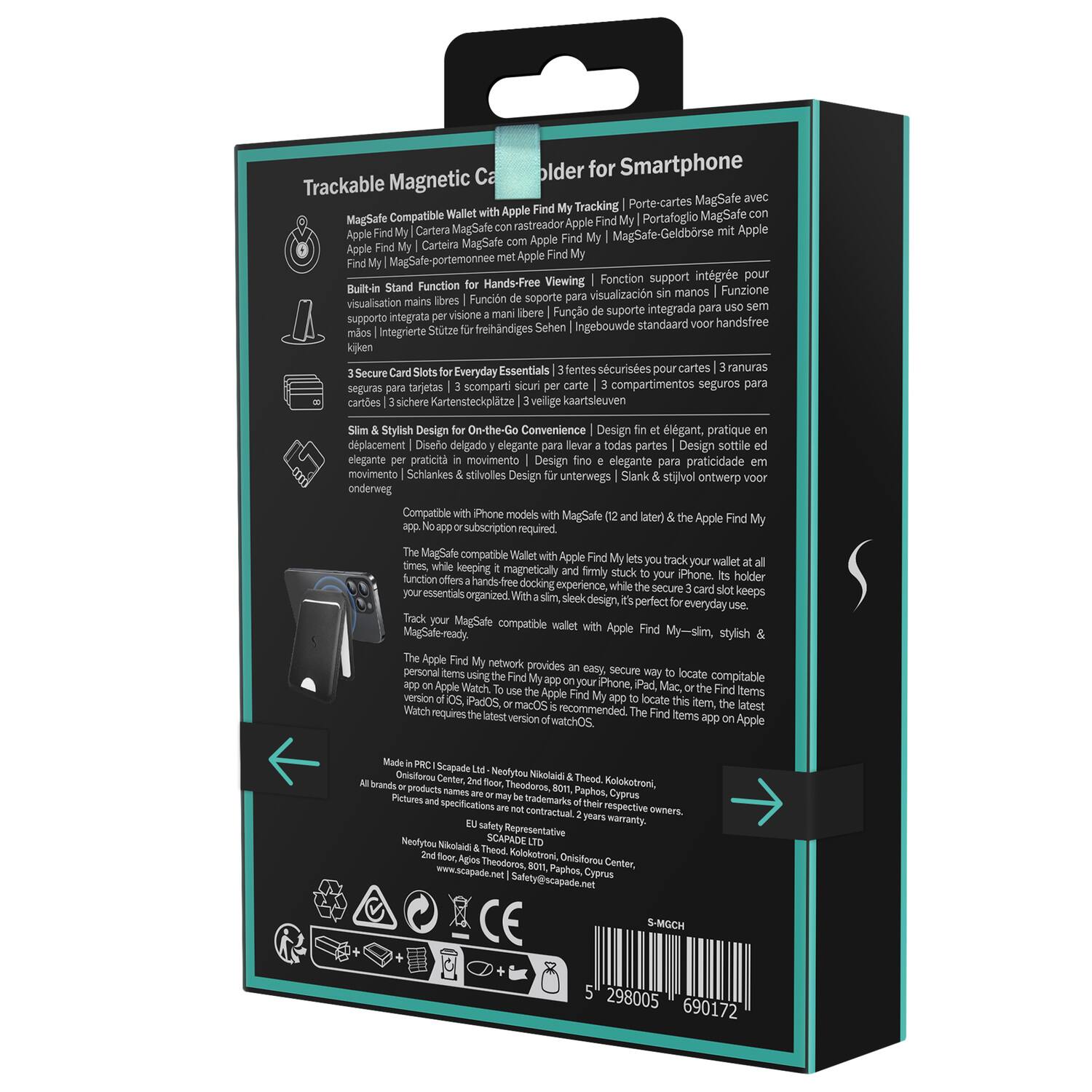Trackable Magnetic Card Holder for Smartphone

- MagSafe Compatible Wallet with Apple Find My Tracking
- Built-in Stand Function for Hands-Free Viewing
- 3 Secure Card Slots for Everyday Essentials
- Slim & Stylish Design for On-the-Go Convenience

Compatible with iPhone models with MagSafe (12 and later) & the Apple Find My app.

Made in PRC (Sparta, Greece) by Neofyli Nikoliadis & Theodoros, Koloventos, Cyprus.