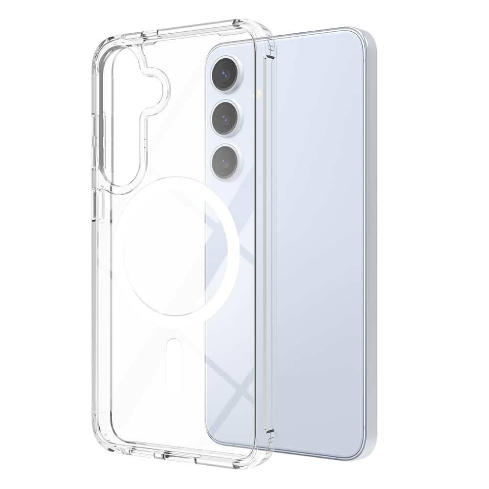 Dteck - Clear Magnetic Case for Samsung Galaxy S25+ Slim Anti Yellow Hard PC Shockproof Cover Wireless Charging Compatible - Clean