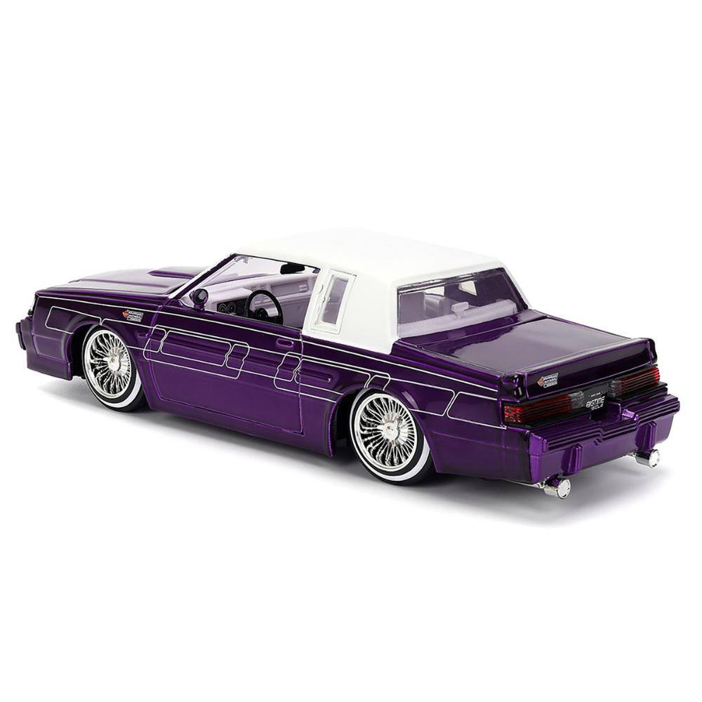Alt View 1. Jada - 1987 Buick Grand National Candy Purple with Graphics and White Top and Interior "Bigtime Muscle" Series 1/24 - Candy Purple and White Top.