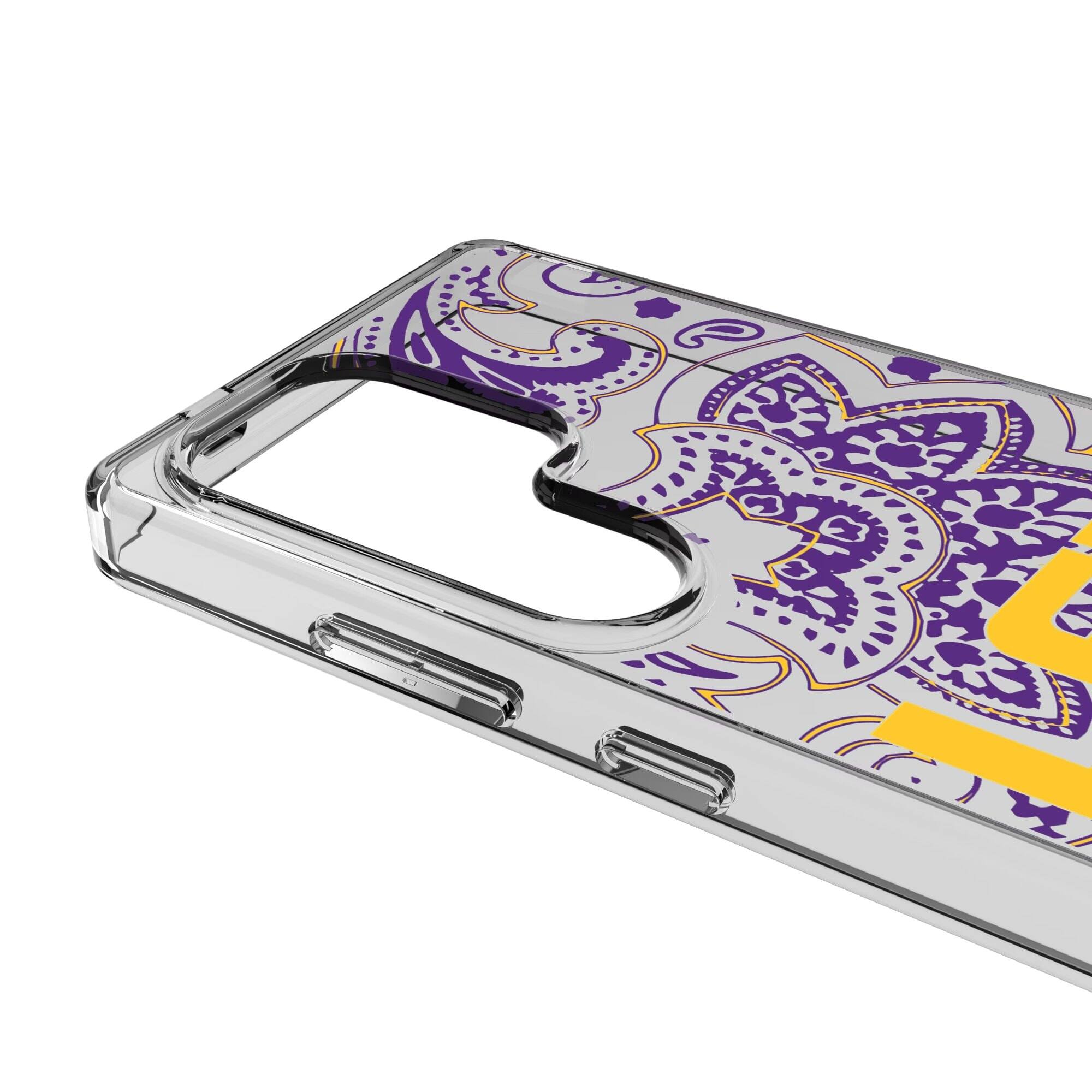 Alt View 2. Keyscaper - LSU Tigers Paisley Galaxy Clear Case - S24 - Multicolor.