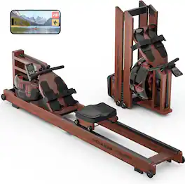 YOSUDA - Water Rowing Machines for Home Use- Foldable Rower Machine 400LBS Weight Capacity - Wood