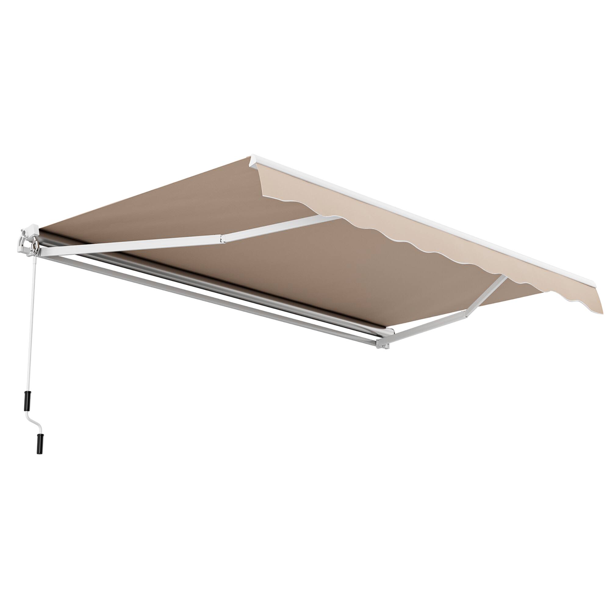 Alt View 1. Gymax - Gymax 13 x 8.2 ft Outdoor Patio Retractable Awning Polyester Sunshade Cover w/ Manual Crank Handle Deck Beige - Beige.