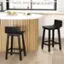 Alt View 1. Costway - 24.5" Wood Bar Stools Set of 2 with Solid Back & Seat Mid Century Bar Chairs - Black.