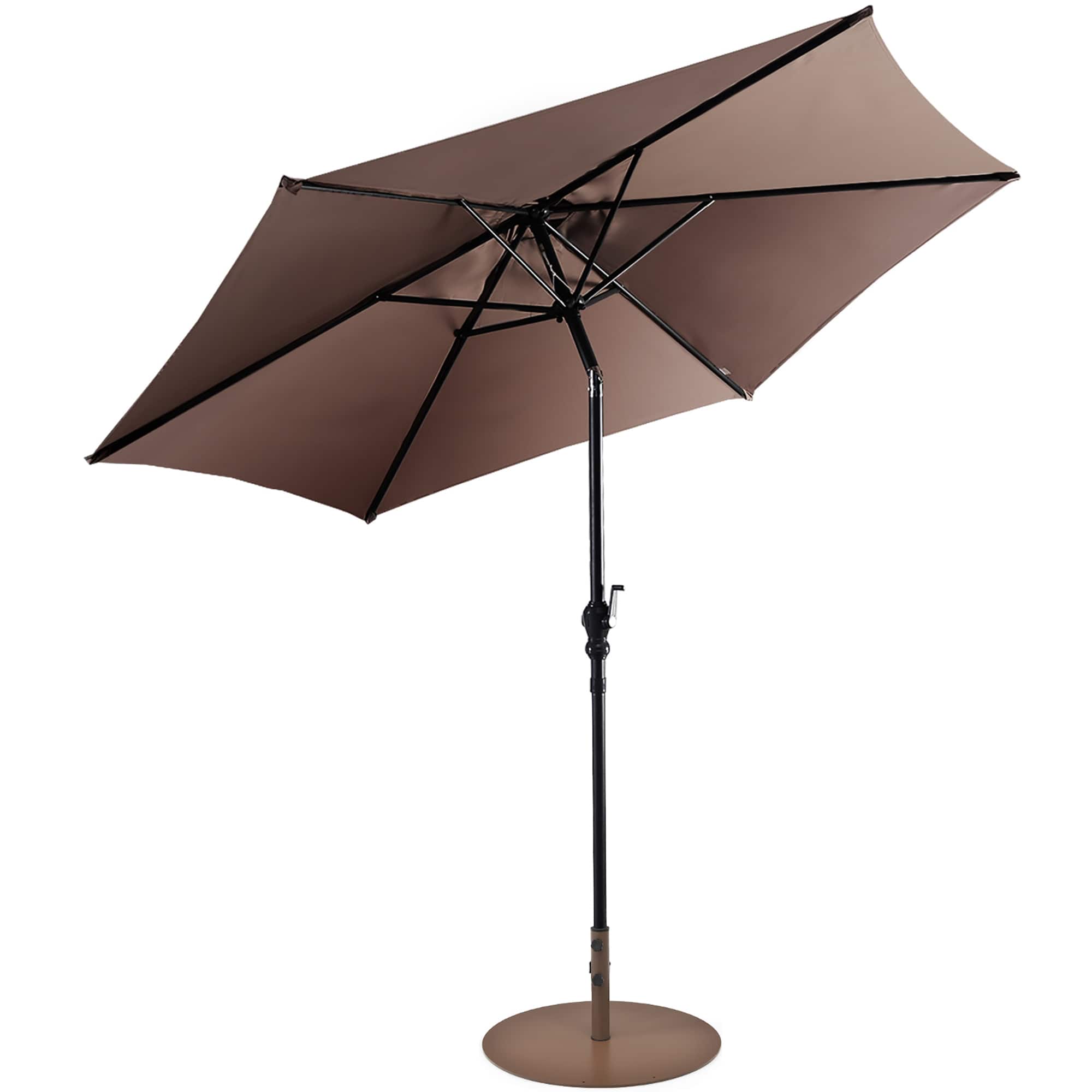 Costway - 10ft Patio Umbrella Outdoor W/ 59 LBS Heavy-Duty Round Umbrella Stand - Tan