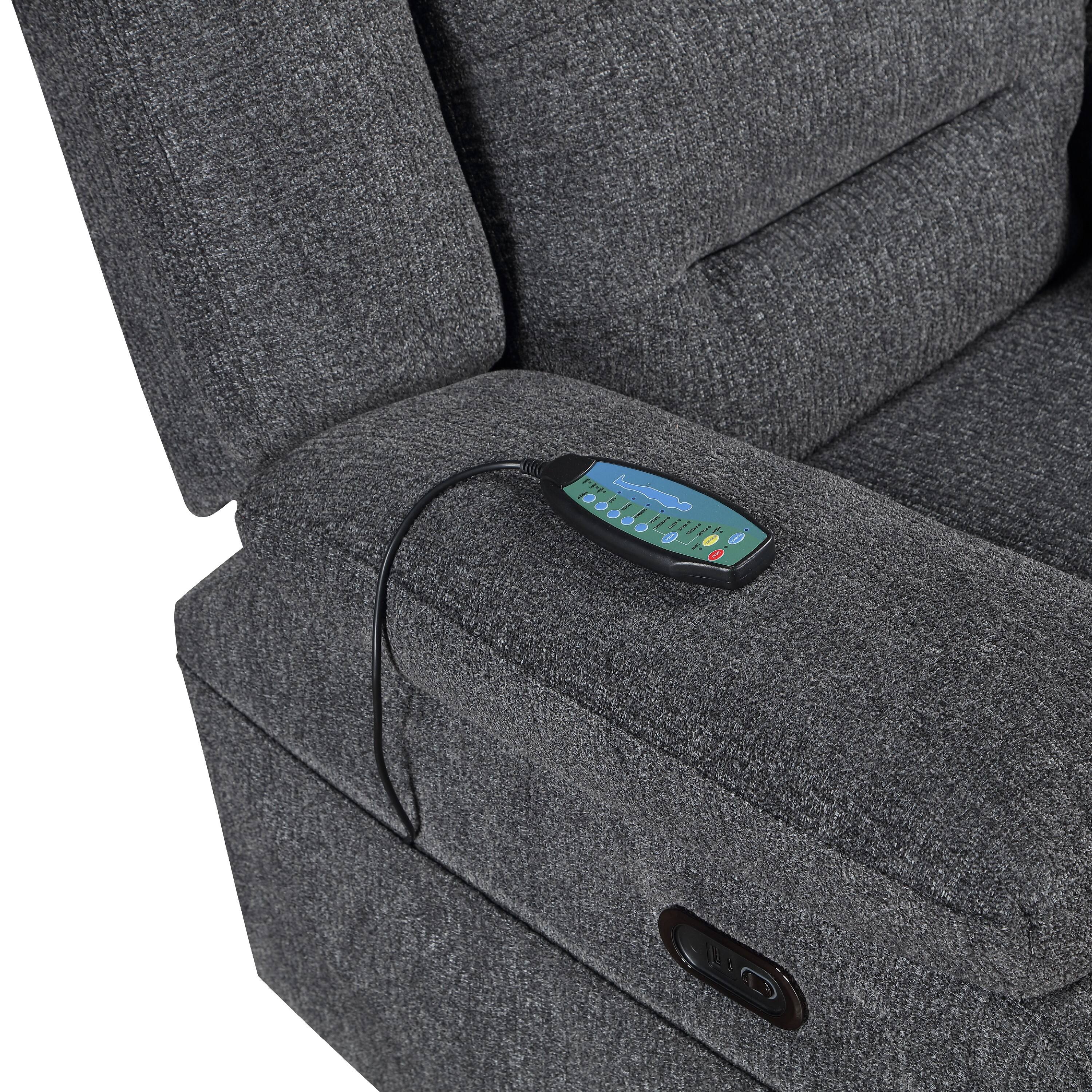 Alt View 2. Manhattan Lane - Reno Power Glider Recliner Chair with Heat and Massage,  Polyester - Dark Gray.