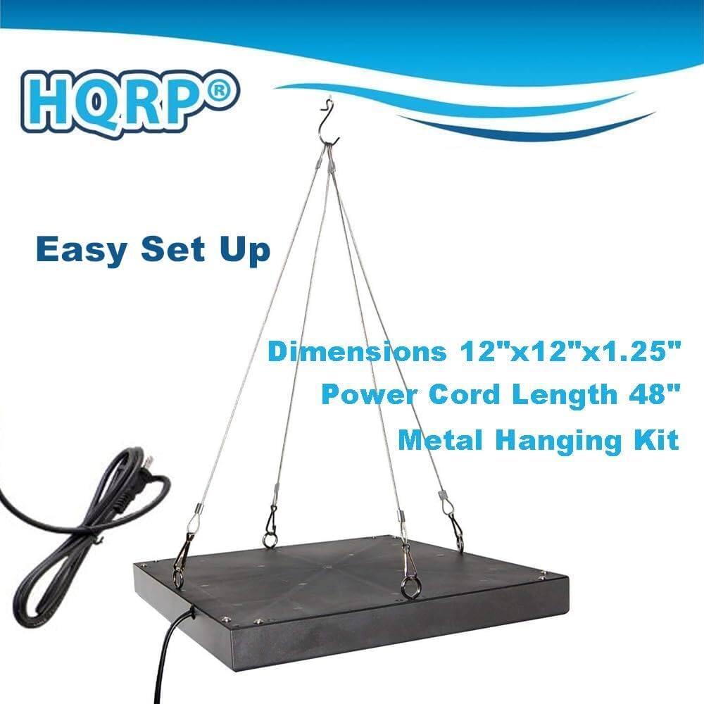 HQRP®  
Easy Set Up  
Dimensions 12"x12"x1.25"  
Power Cord Length 48"  
Metal Hanging Kit