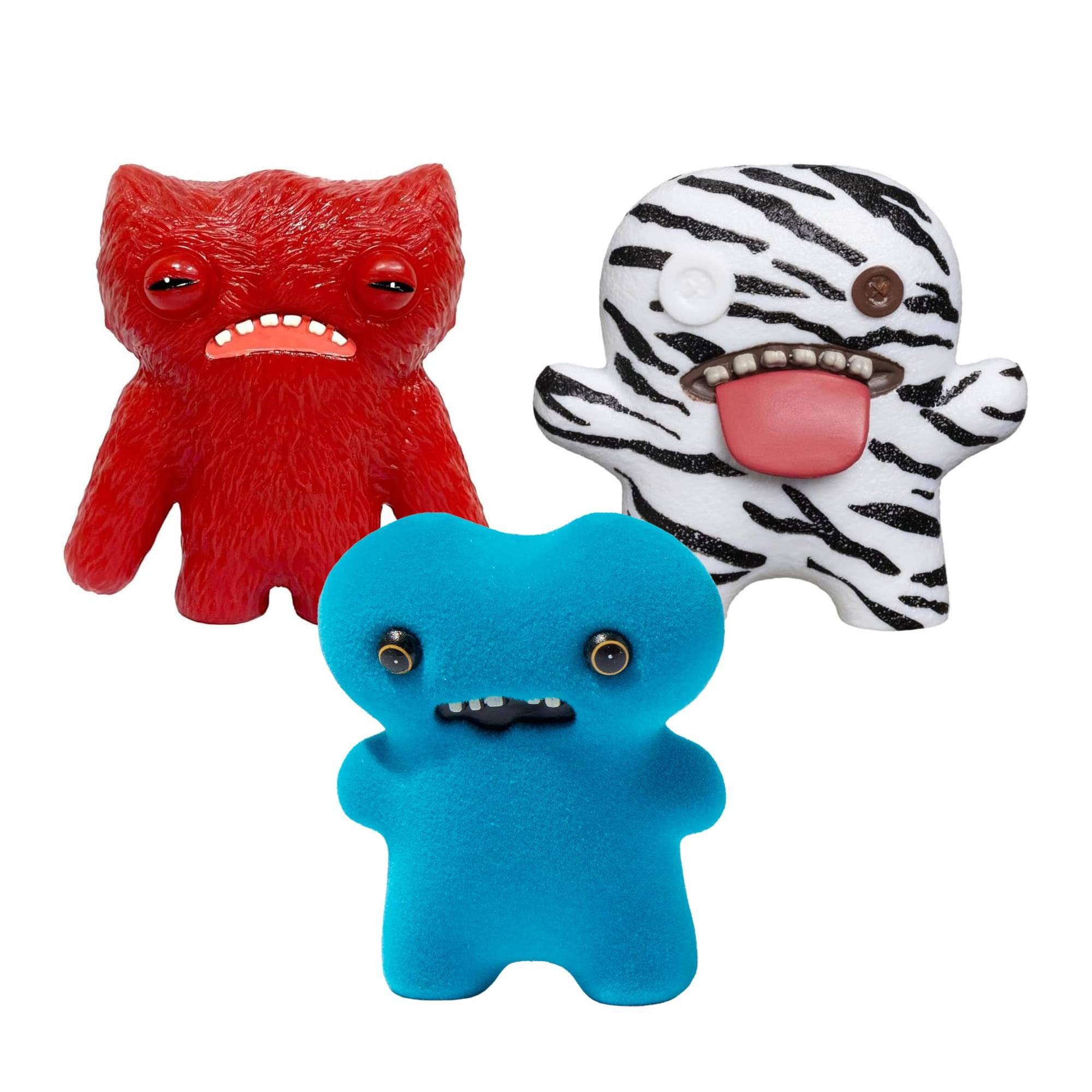 Fuggler 2.5 Inch Figure 3-Pack | Brown, Zebra Print, Blue