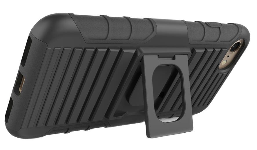 Alt View 5. Nakedcellphone - Combo for iPhone SE (2022, 2020), iPhone 8 - Ring Grip/Stand Case and Belt Clip Holster - Black.