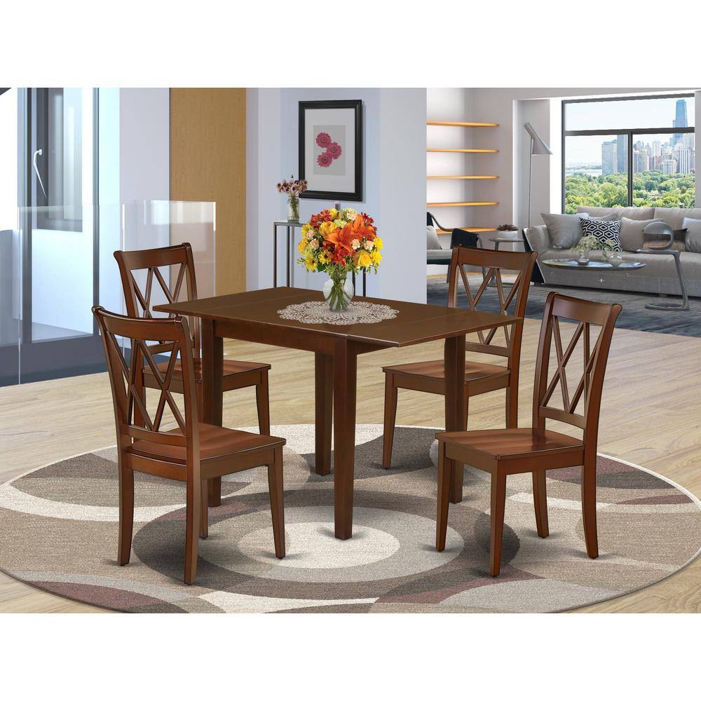 Angle. East West Furniture - Dining Room Set Mahogany - Brown.