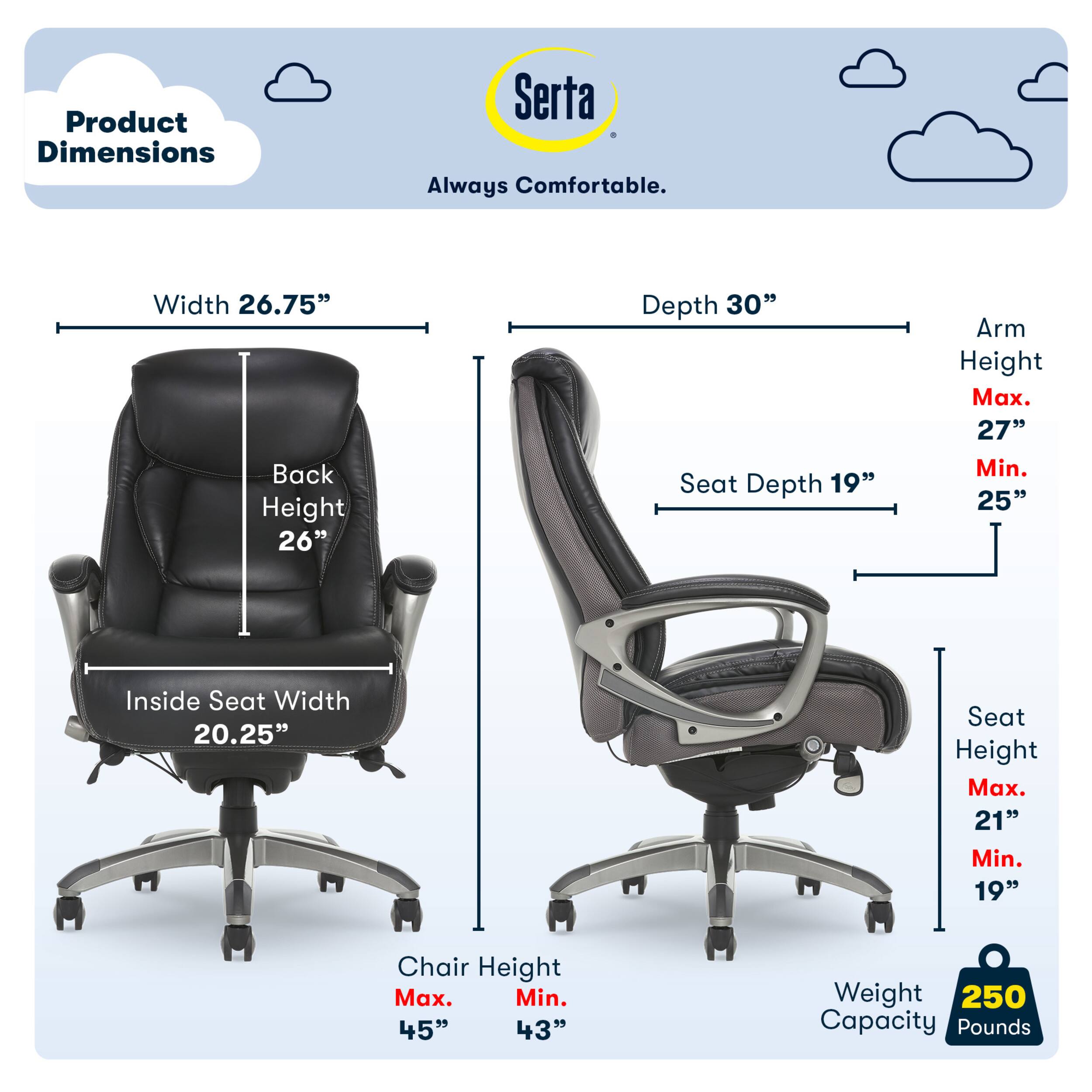 Alt View 11. Serta - Lautner Executive Office Chair - Black with Gray Mesh.