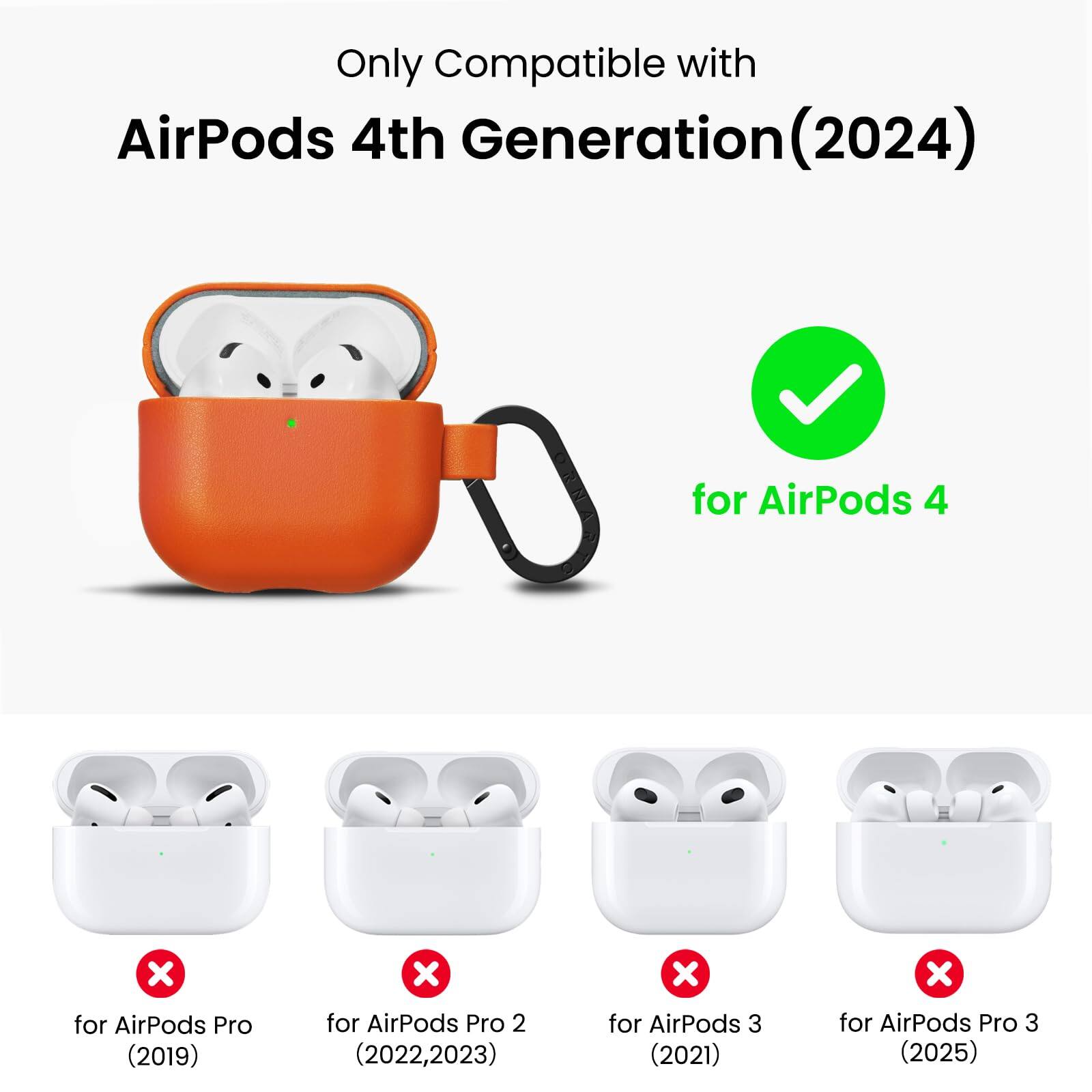Only Compatible with AirPods 4th Generation (2024)

- for AirPods 4
- for AirPods Pro (2019)
- for AirPods Pro 2 (2022, 2023)
- for AirPods 3 (2021)
- for AirPods Pro 3 (2025)