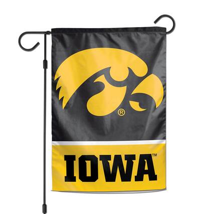 Front. WinCraft - Iowa Hawkeyes 12" x 18" Double-Sided Logo Garden Flag - Multicolor.