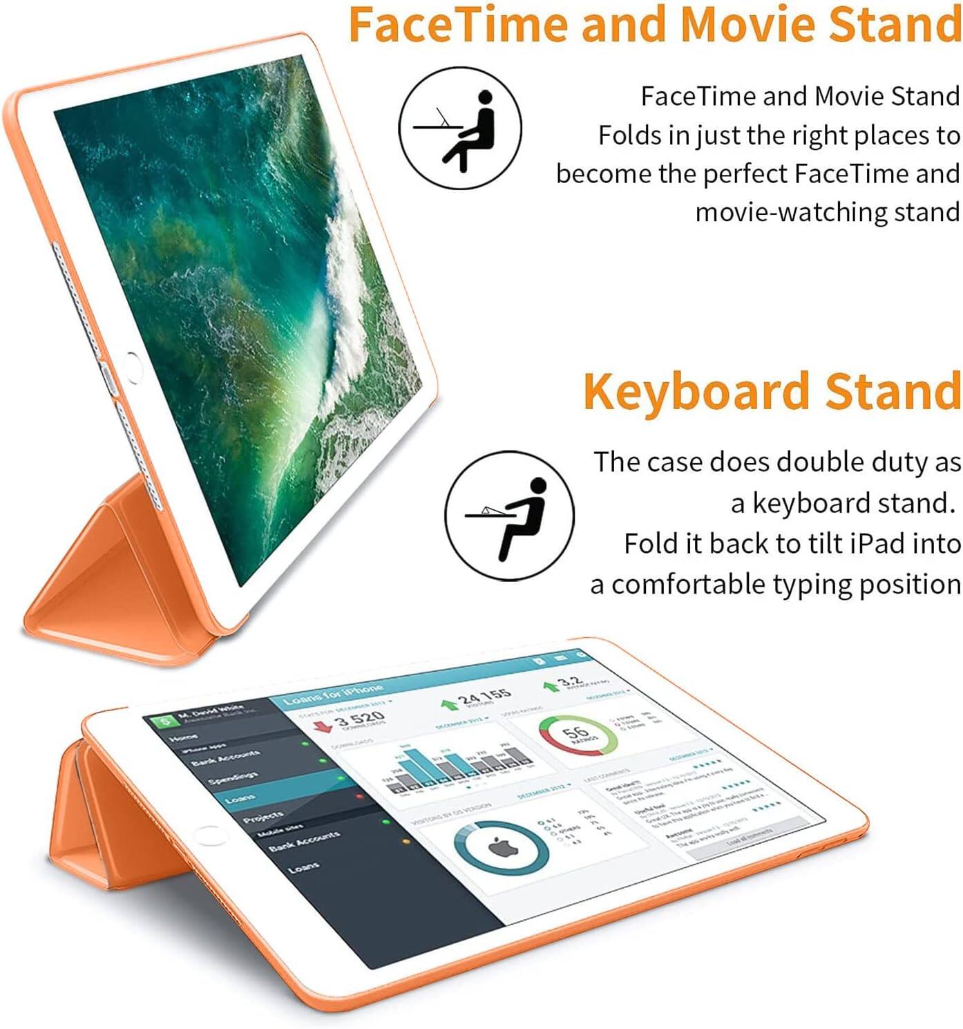 FaceTime and Movie Stand  
FaceTime and Movie Stand Folds in just the right places to become the perfect FaceTime and movie-watching stand

Keyboard Stand  
The case does double duty as a keyboard stand. Fold it back to tilt iPad into a comfortable typing position

for iPhone White Loans M.David M. 520 3 DOWNLOGOS Home - Bark Accounts Spendings 10/k Loans Projects sites Mobile Accounts Bank Loans  
24 155  
3.2 56 KINGS 110 18% O 4.5 W 0