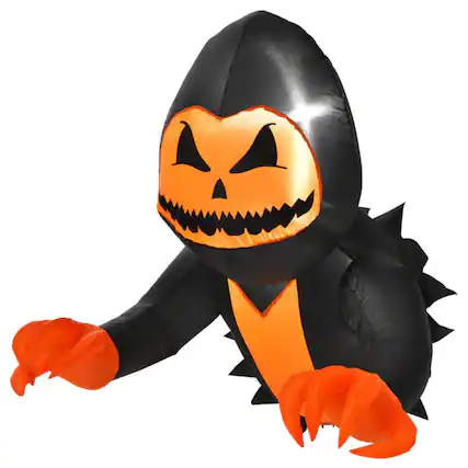 Front. Boyel Living - Glow in the Dark Halloween Inflatable Ghost with Pumpkin Head Window Breaker Decoration - Multicolor.