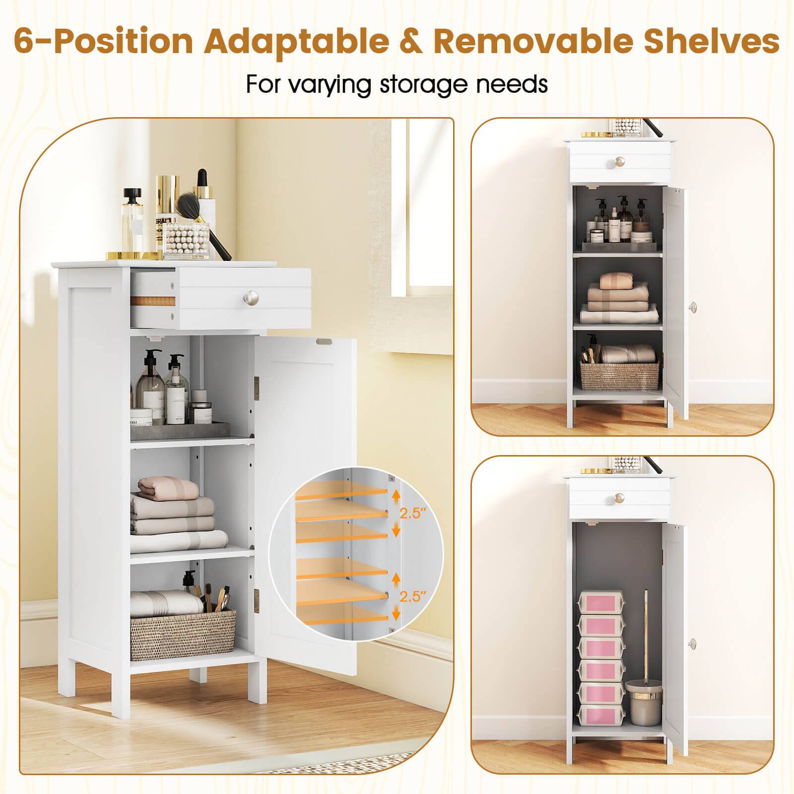 6-Position Adaptable & Removable Shelves  
For varying storage needs  
2.5"  
2.5"