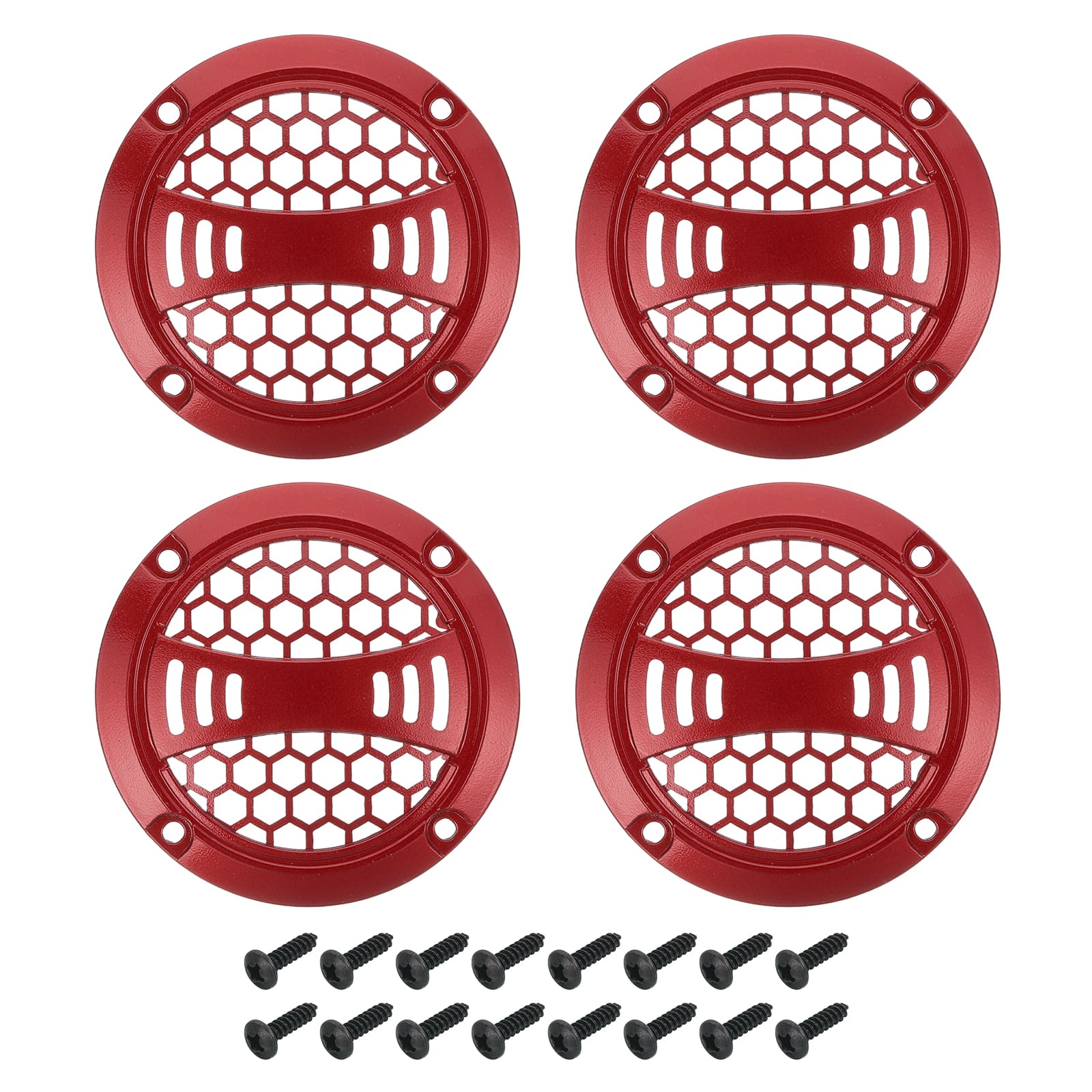 Unique Bargains - 4pcs 2" Speaker Grill Mesh Plastic Woofer Guard Protector Plastic Frame with Screws for Home Audio Car Speaker - Red