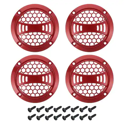 Front. Unique Bargains - 4pcs 2" Speaker Grill Mesh Plastic Woofer Guard Protector Plastic Frame with Screws for Home Audio Car Speaker - Red.