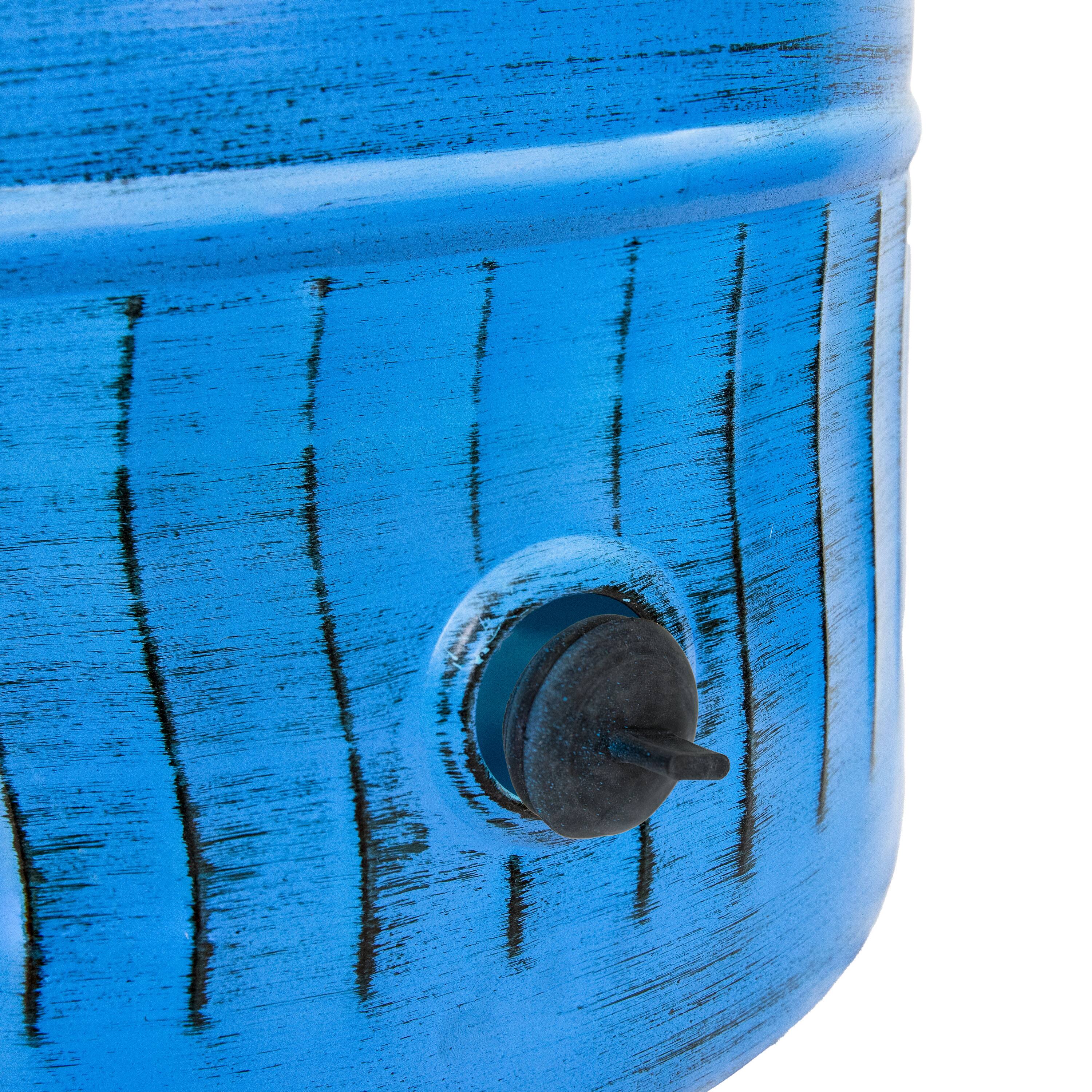 Alt View 7. Sunnydaze - Embossed Metal Garden Hose Holder - 100’ Hoses - Blue Patina.
