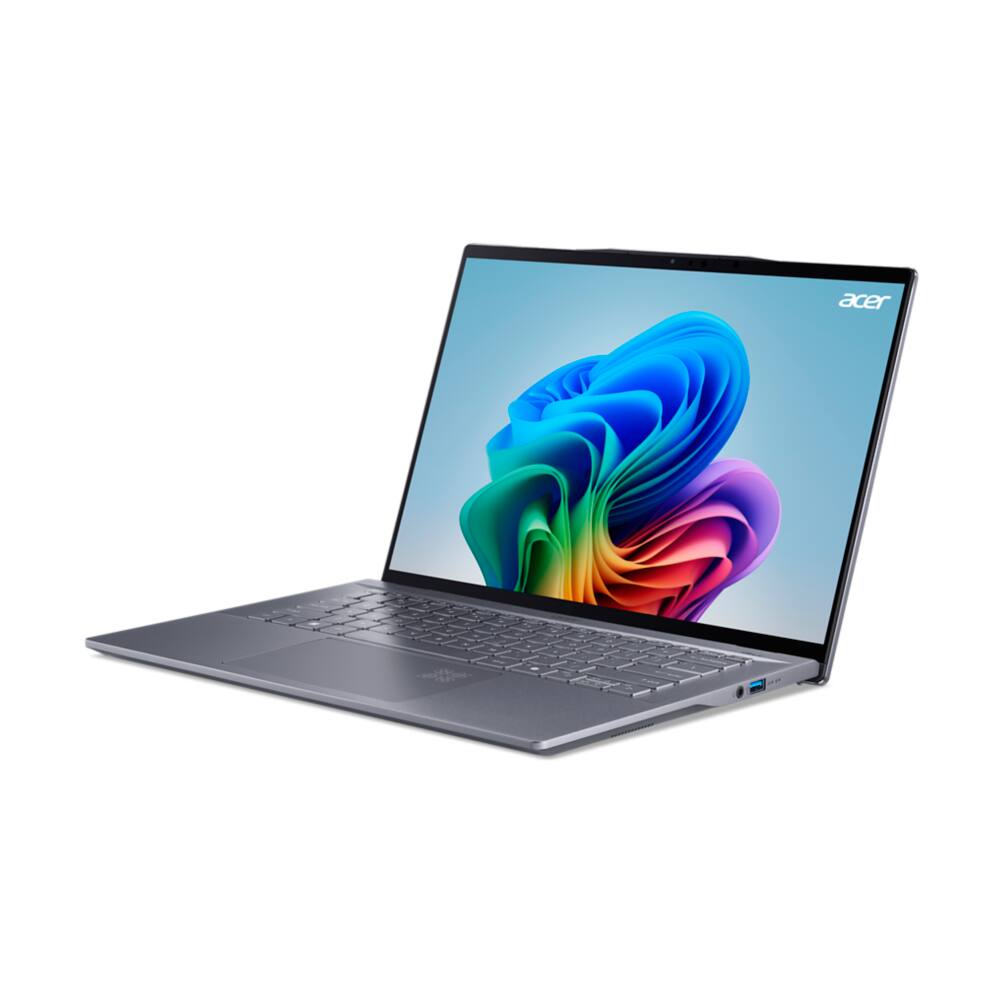 Left. Acer - Swift 14 AI 14" Touchscreen Laptop Snapdragon X PlusX1P-64-100 16GB LPDDR5X RAM 1000GB SSD Wi-Fi 7 Backlit Keyboard.