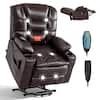 Front. VEVOR - Power Lift Recliner Chair, Triple-Motor, Large Electric Lift Chair with Heat and Massage for Elderly - Brown.