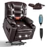 VEVOR - Power Lift Recliner Chair, Triple-Motor, Large Electric Lift Chair with Heat and Massage for Elderly - Brown